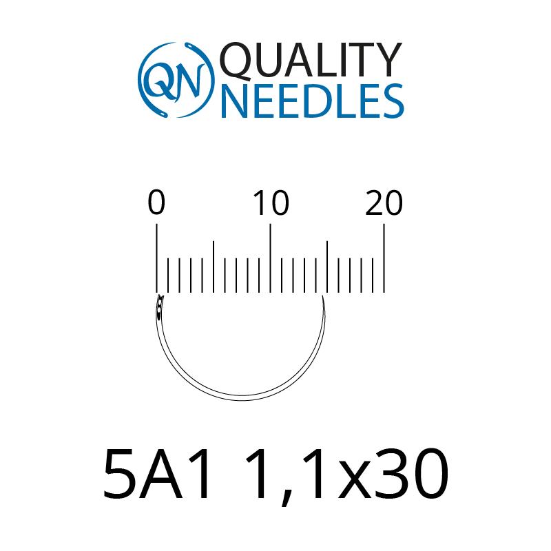 Голки хірургічні колючі, 5/8, пружинне вушко, розмір 1,1х30 мм, 10 шт.